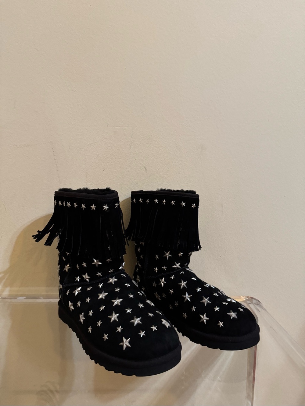 Ugg x Jimmy Choo Starlit Suede Boots Star Studded Black 7